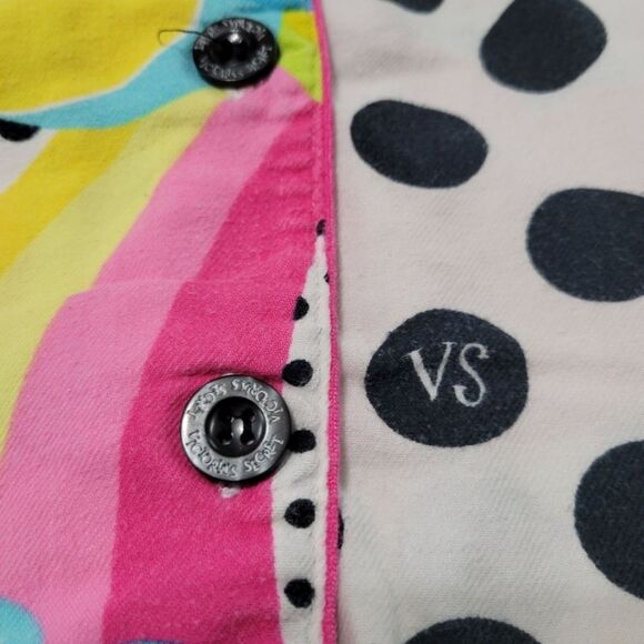 Victoria's Secret Top Size Medium Sleepwear Pajama Top Rainbows Clouds Polka Dot - Picture 4 of 7